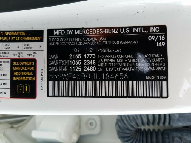 Photo 9 VIN: 55SWF4KB0HU184656 - MERCEDES-BENZ C 300 4MAT 