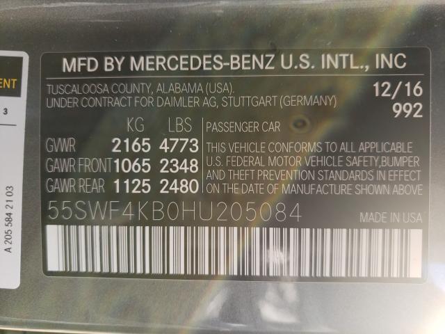 Photo 9 VIN: 55SWF4KB0HU205084 - MERCEDES-BENZ C 300 