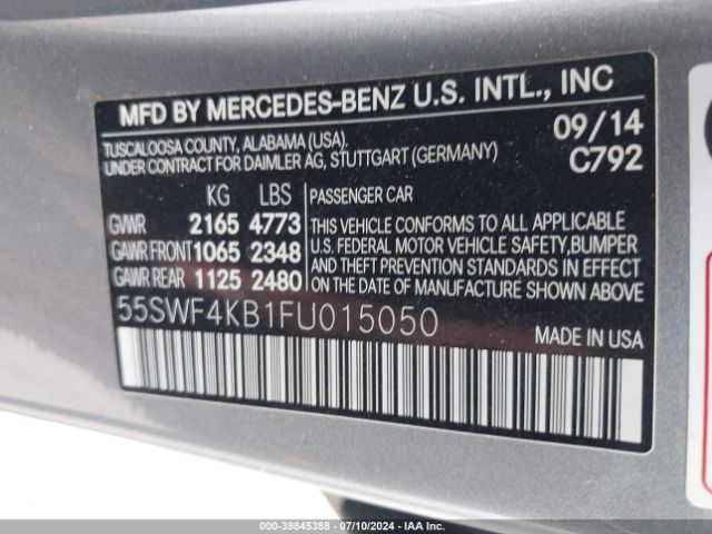 Photo 8 VIN: 55SWF4KB1FU015050 - MERCEDES-BENZ C 300 