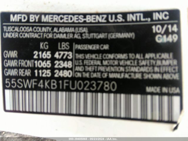 Photo 8 VIN: 55SWF4KB1FU023780 - MERCEDES-BENZ C 