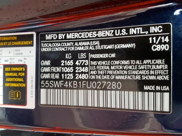 Photo 9 VIN: 55SWF4KB1FU027280 - MERCEDES-BENZ C 300 4MAT 