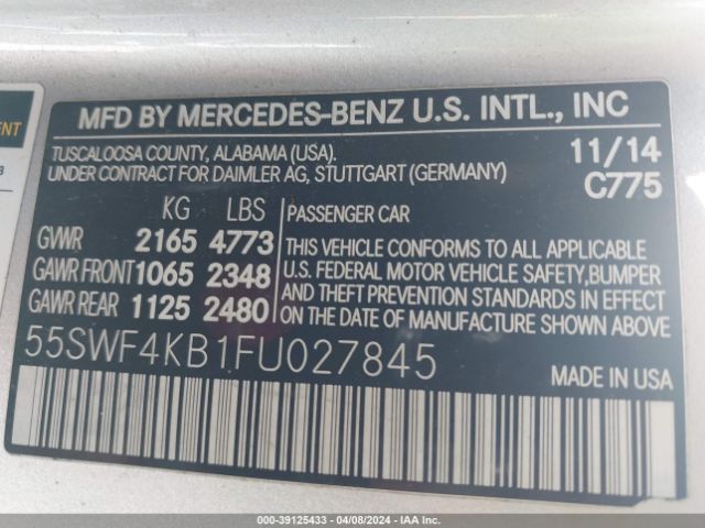 Photo 8 VIN: 55SWF4KB1FU027845 - MERCEDES-BENZ C 300 