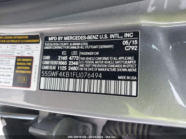 Photo 8 VIN: 55SWF4KB1FU076494 - MERCEDES-BENZ C 300 