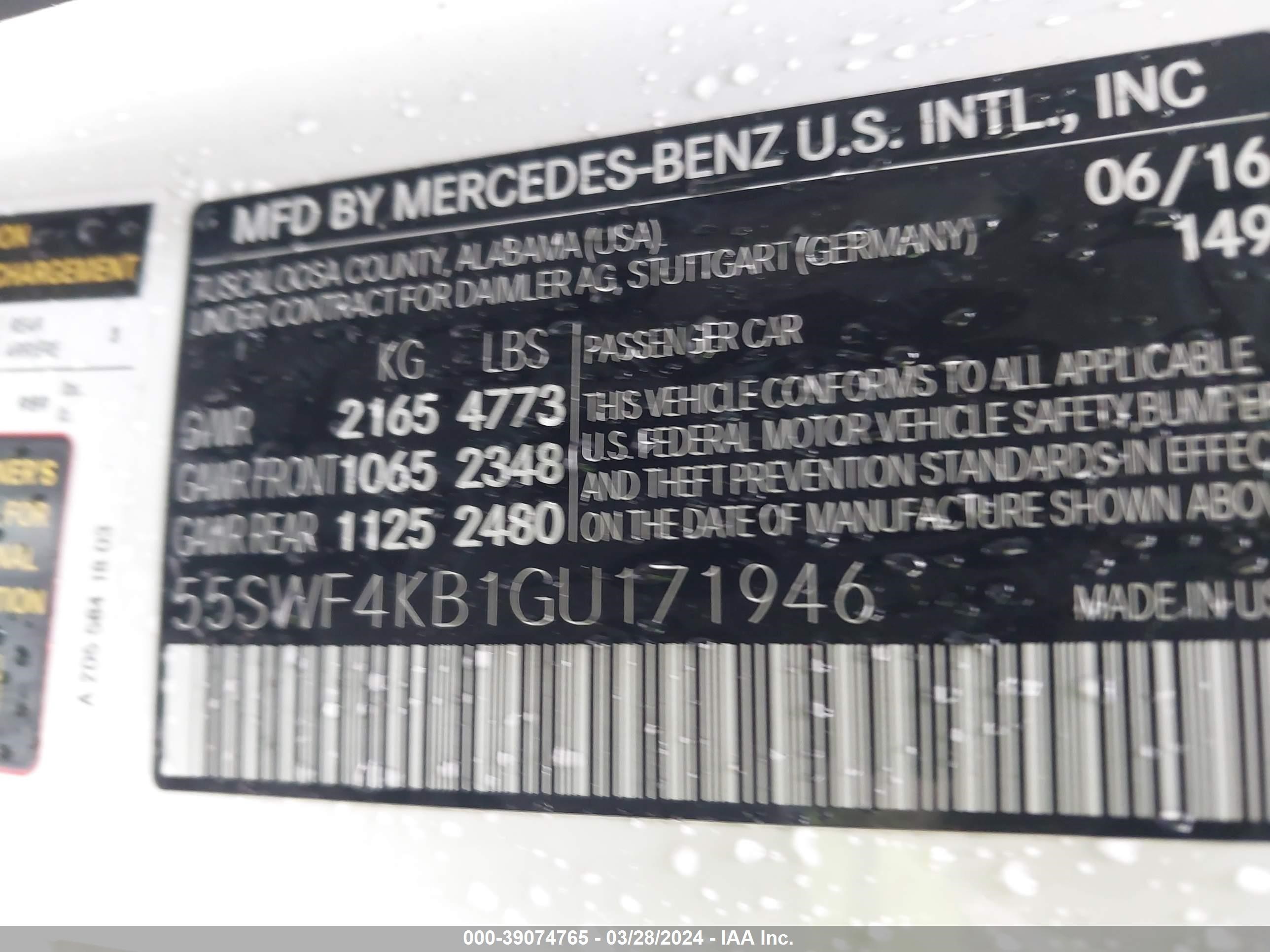 Photo 8 VIN: 55SWF4KB1GU171946 - MERCEDES-BENZ C-KLASSE 