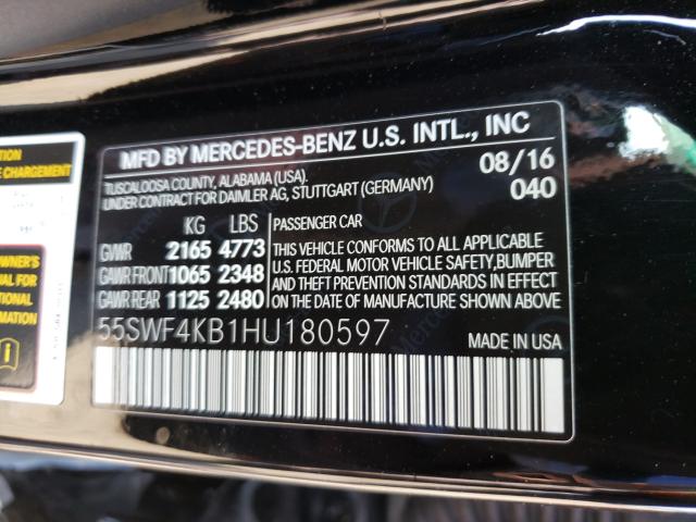 Photo 9 VIN: 55SWF4KB1HU180597 - MERCEDES-BENZ C 300 4MAT 