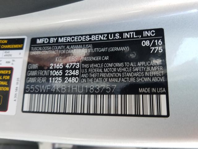 Photo 9 VIN: 55SWF4KB1HU183757 - MERCEDES-BENZ C 300 4MAT 