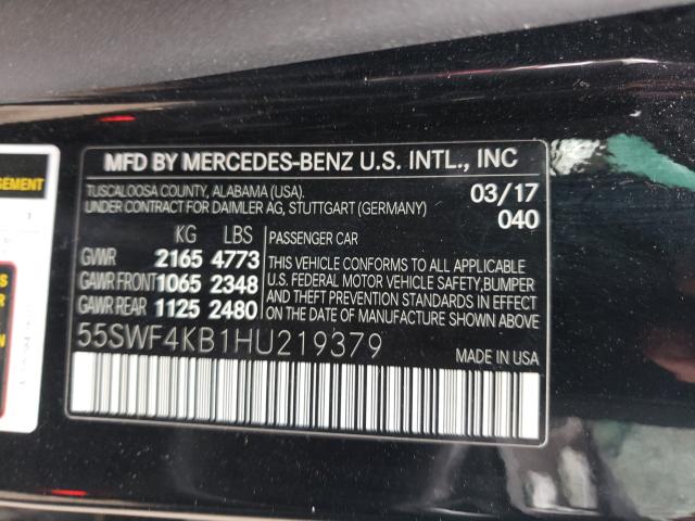 Photo 9 VIN: 55SWF4KB1HU219379 - MERCEDES-BENZ C 300 4MAT 