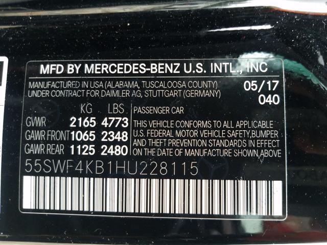 Photo 9 VIN: 55SWF4KB1HU228115 - MERCEDES-BENZ C 300 4MAT 