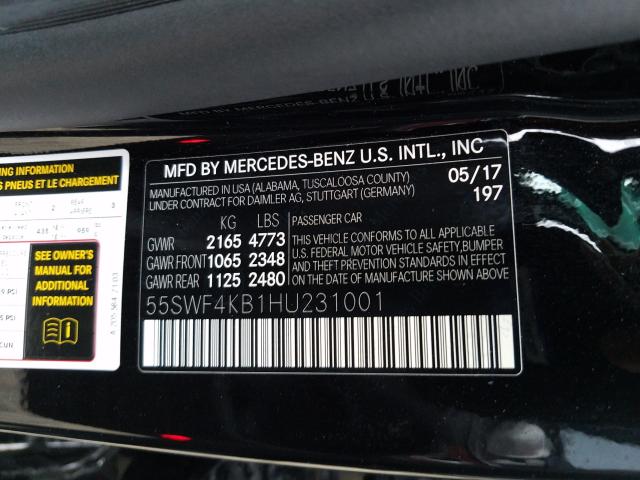 Photo 9 VIN: 55SWF4KB1HU231001 - MERCEDES-BENZ C 300 