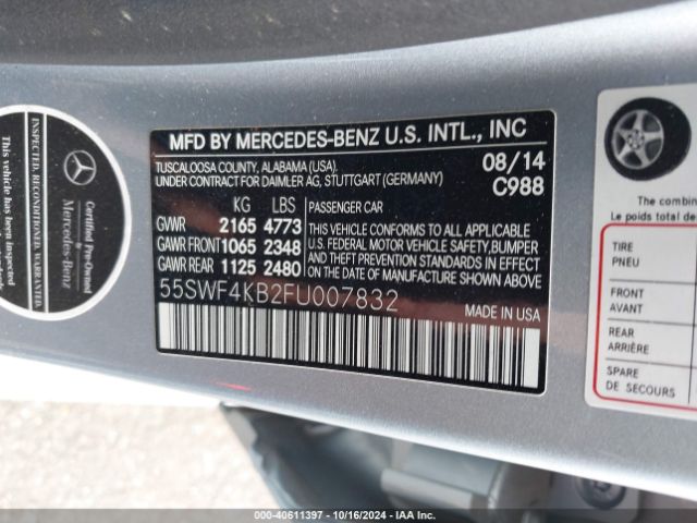 Photo 8 VIN: 55SWF4KB2FU007832 - MERCEDES-BENZ C-CLASS 