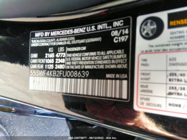 Photo 8 VIN: 55SWF4KB2FU008639 - MERCEDES-BENZ C-CLASS 