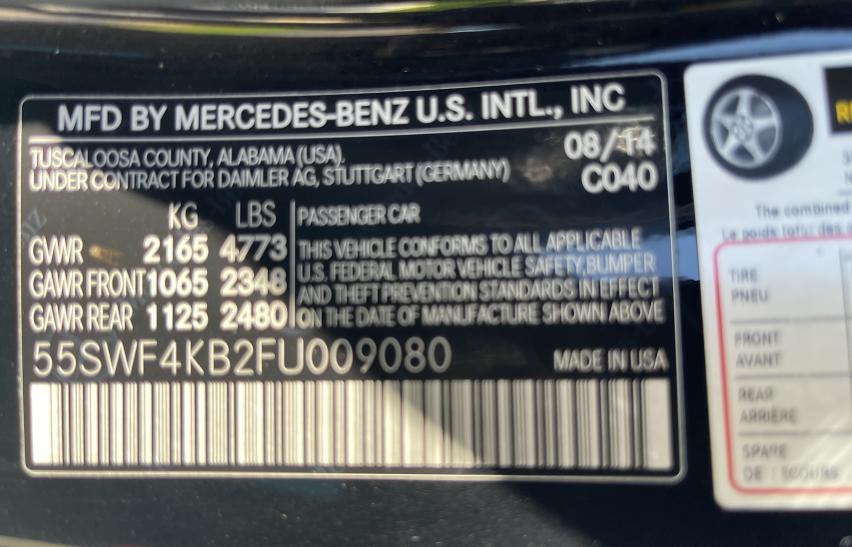 Photo 9 VIN: 55SWF4KB2FU009080 - MERCEDES-BENZ C 300 4MAT 