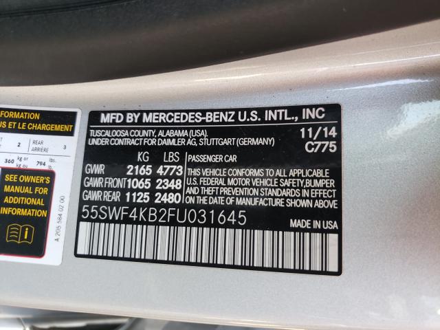 Photo 9 VIN: 55SWF4KB2FU031645 - MERCEDES-BENZ C 300 4MAT 