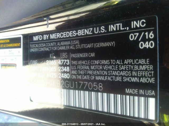 Photo 8 VIN: 55SWF4KB2GU177058 - MERCEDES-BENZ C-CLASS 