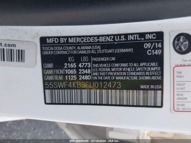 Photo 8 VIN: 55SWF4KB3FU012473 - MERCEDES-BENZ C 300 