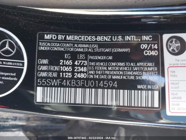 Photo 8 VIN: 55SWF4KB3FU014594 - MERCEDES-BENZ C 300 