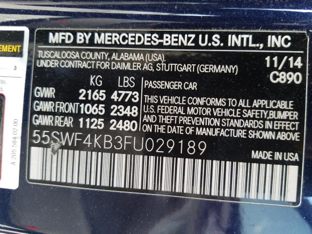 Photo 9 VIN: 55SWF4KB3FU029189 - MERCEDES-BENZ C 300 4MAT 