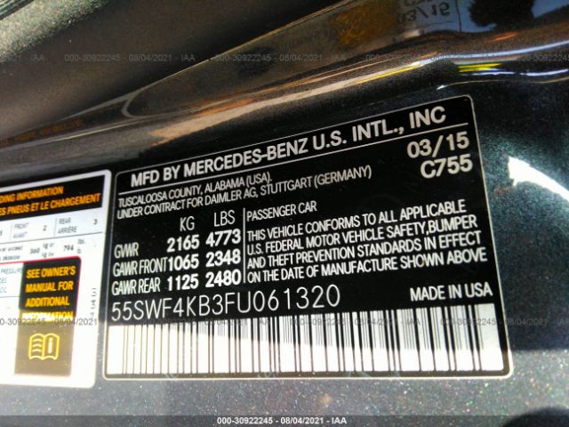 Photo 8 VIN: 55SWF4KB3FU061320 - MERCEDES-BENZ C-CLASS 