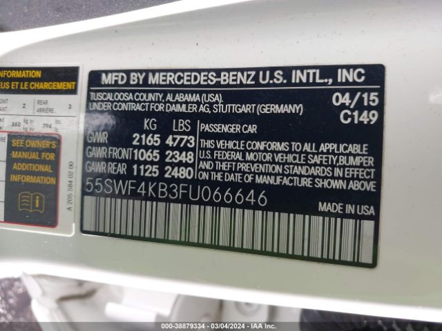 Photo 8 VIN: 55SWF4KB3FU066646 - MERCEDES-BENZ C 