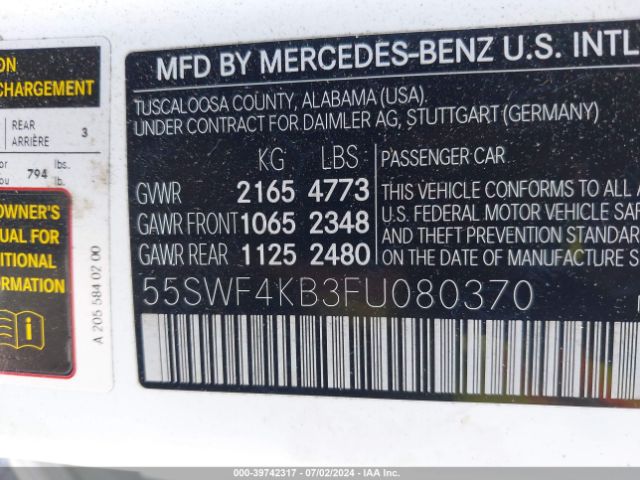 Photo 8 VIN: 55SWF4KB3FU080370 - MERCEDES-BENZ C 300 