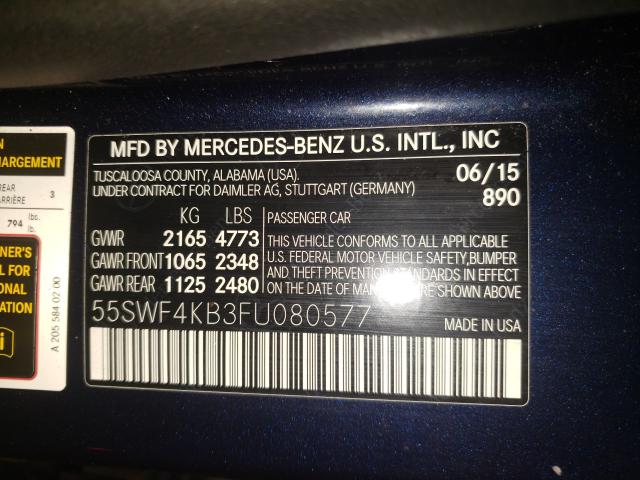 Photo 9 VIN: 55SWF4KB3FU080577 - MERCEDES-BENZ C 300 4MAT 