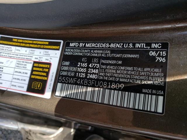 Photo 9 VIN: 55SWF4KB3FU081809 - MERCEDES-BENZ C 300 4MAT 