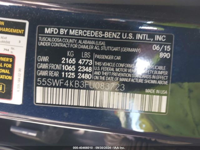 Photo 8 VIN: 55SWF4KB3FU083723 - MERCEDES-BENZ C-CLASS 