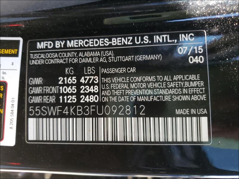 Photo 9 VIN: 55SWF4KB3FU092812 - MERCEDES-BENZ C 300 4MAT 