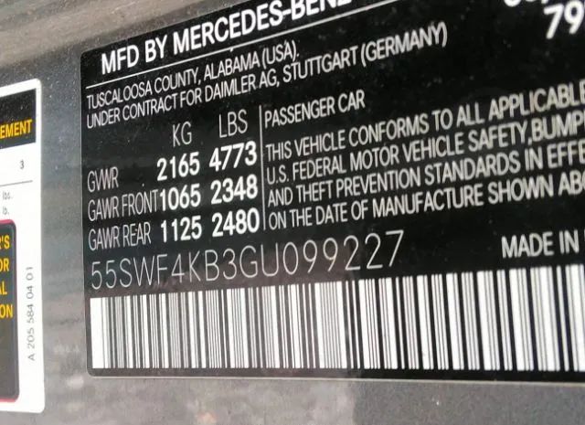 Photo 8 VIN: 55SWF4KB3GU099227 - MERCEDES-BENZ C-KLASSE 