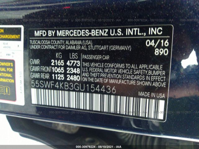 Photo 8 VIN: 55SWF4KB3GU154436 - MERCEDES-BENZ C-CLASS 