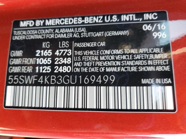 Photo 12 VIN: 55SWF4KB3GU169499 - MERCEDES-BENZ C-CLASS 