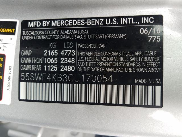 Photo 9 VIN: 55SWF4KB3GU170054 - MERCEDES-BENZ C 300 4MAT 