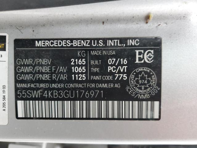 Photo 12 VIN: 55SWF4KB3GU176971 - MERCEDES-BENZ C-CLASS 