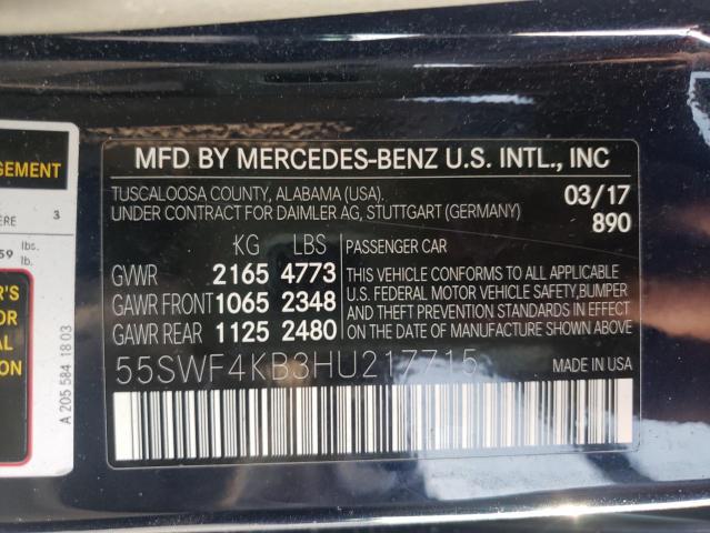 Photo 9 VIN: 55SWF4KB3HU217715 - MERCEDES-BENZ C 300 4MAT 