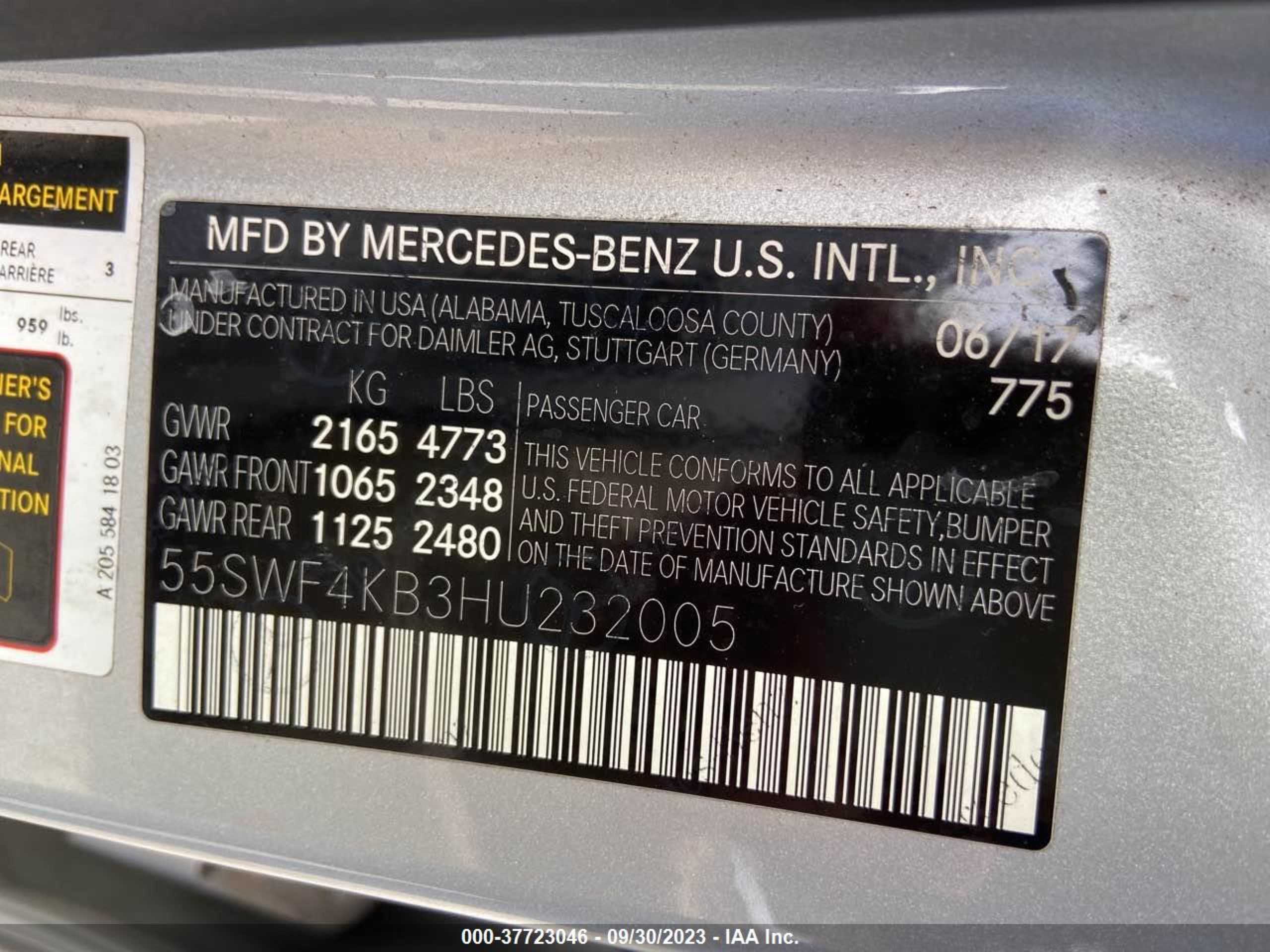 Photo 9 VIN: 55SWF4KB3HU232005 - MERCEDES-BENZ C 300 4MAT 