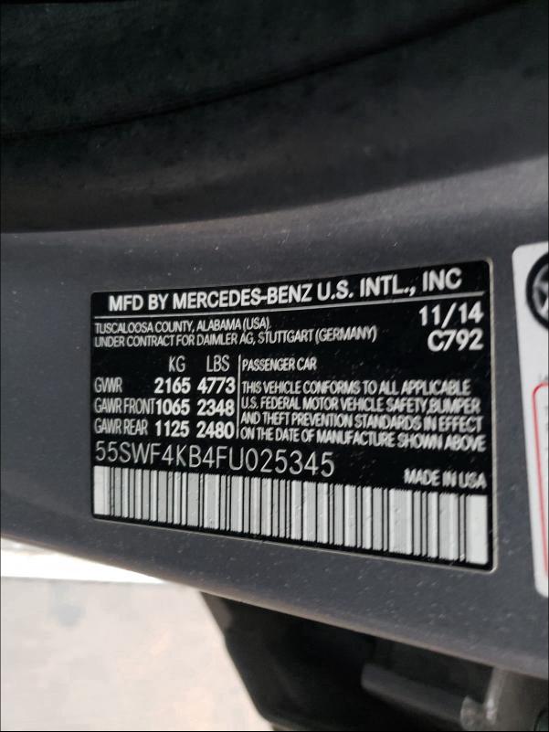 Photo 9 VIN: 55SWF4KB4FU025345 - MERCEDES-BENZ C 300 4MAT 