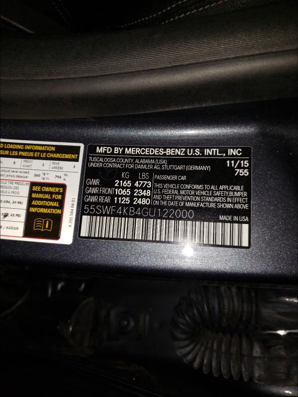 Photo 9 VIN: 55SWF4KB4GU122000 - MERCEDES-BENZ C 300 4MAT 