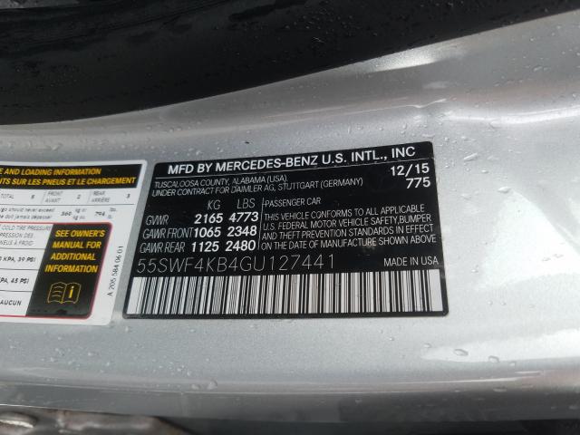 Photo 9 VIN: 55SWF4KB4GU127441 - MERCEDES-BENZ C 300 4MAT 