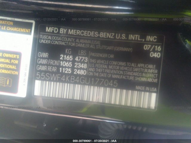 Photo 8 VIN: 55SWF4KB4GU177045 - MERCEDES-BENZ C-CLASS 