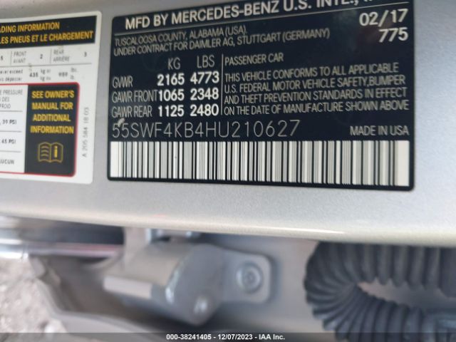 Photo 8 VIN: 55SWF4KB4HU210627 - MERCEDES-BENZ C 300 