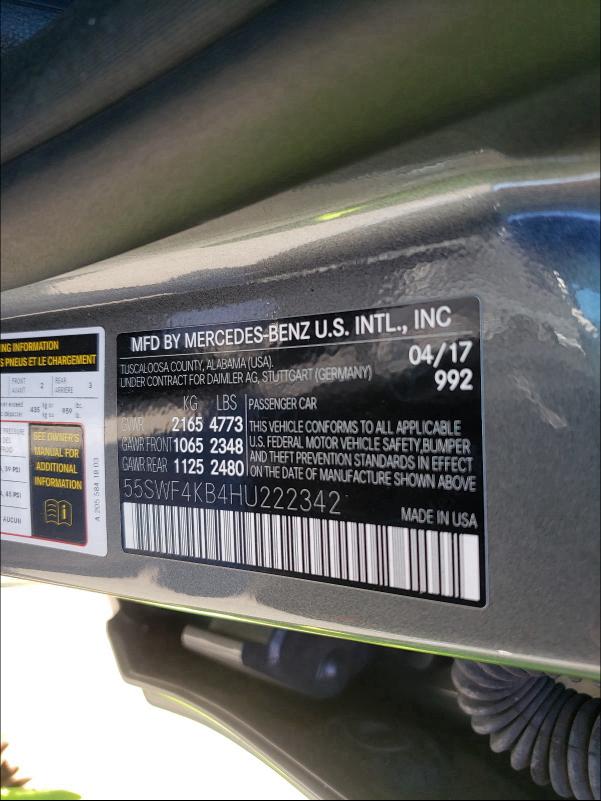 Photo 9 VIN: 55SWF4KB4HU222342 - MERCEDES-BENZ C 300 4MAT 