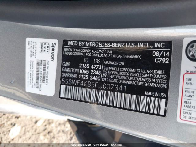 Photo 8 VIN: 55SWF4KB5FU007341 - MERCEDES-BENZ C 300 