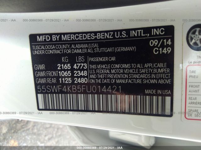 Photo 8 VIN: 55SWF4KB5FU014421 - MERCEDES-BENZ C 300 