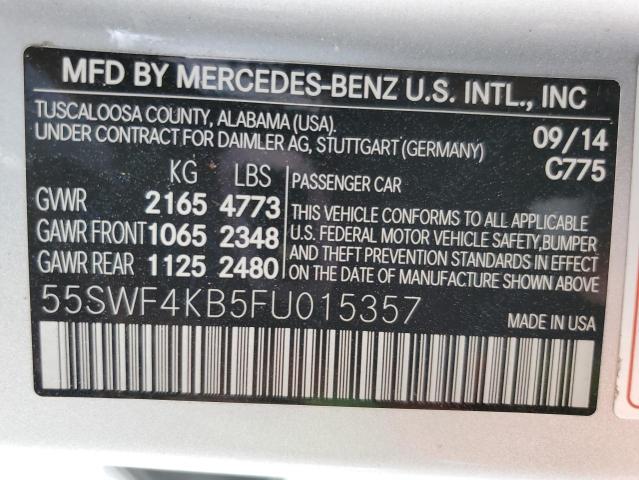 Photo 12 VIN: 55SWF4KB5FU015357 - MERCEDES-BENZ C-CLASS 