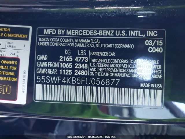 Photo 8 VIN: 55SWF4KB5FU056877 - MERCEDES-BENZ C-CLASS 