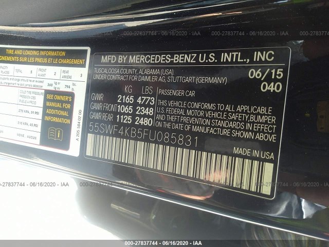 Photo 8 VIN: 55SWF4KB5FU085831 - MERCEDES-BENZ C-CLASS 