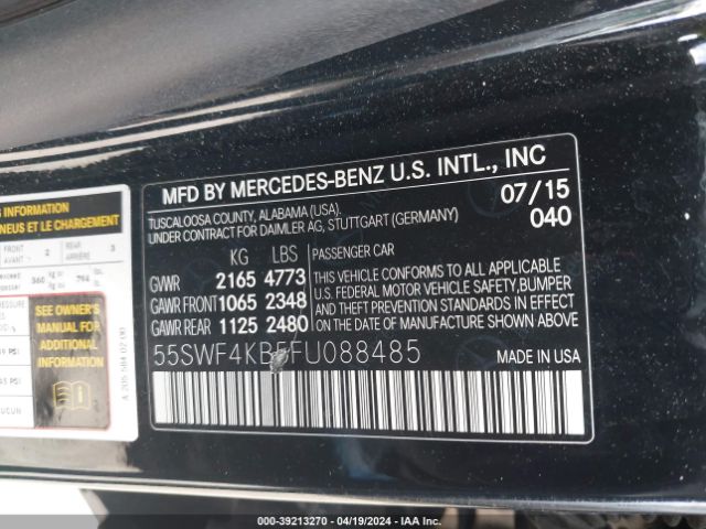 Photo 8 VIN: 55SWF4KB5FU088485 - MERCEDES-BENZ C 300 