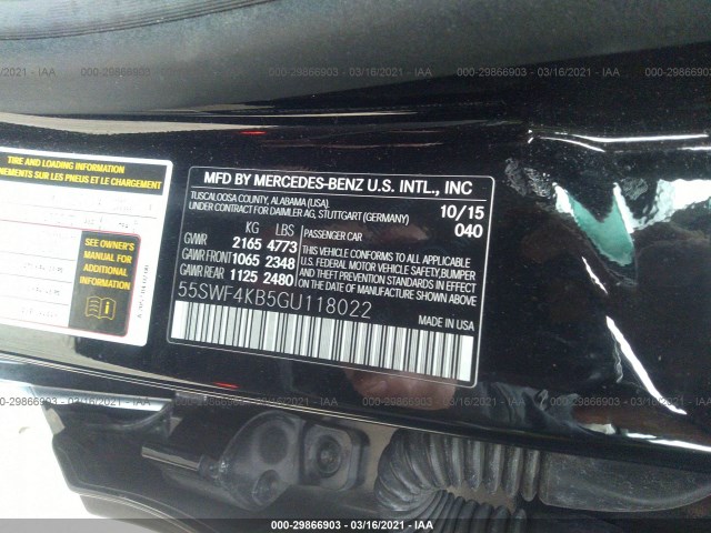 Photo 8 VIN: 55SWF4KB5GU118022 - MERCEDES-BENZ C-CLASS 