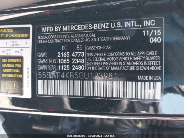 Photo 8 VIN: 55SWF4KB5GU123981 - MERCEDES-BENZ C 