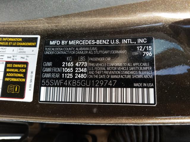 Photo 9 VIN: 55SWF4KB5GU129747 - MERCEDES-BENZ C 300 4MAT 